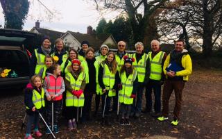 Volunteers on the litter pick